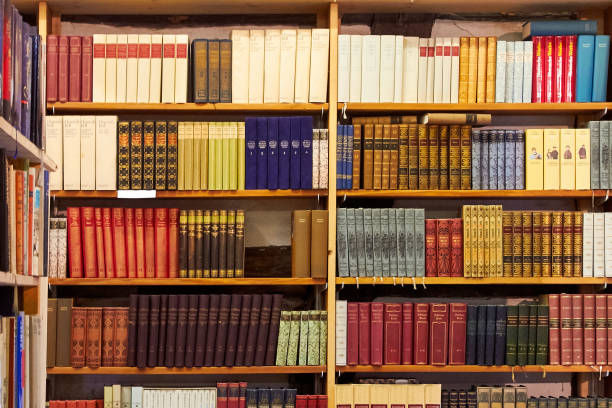 istock Fully packed book shelves with old books 1181170614