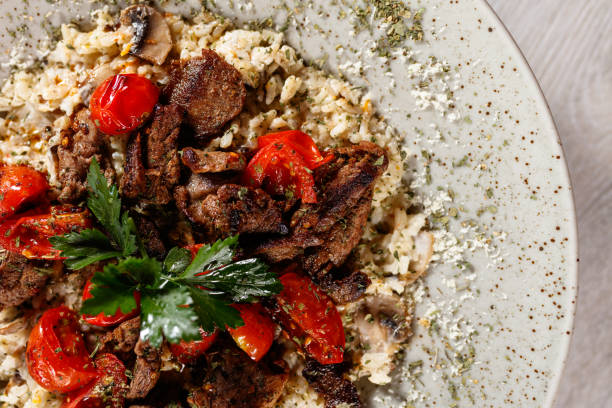 Risotto with beef steak