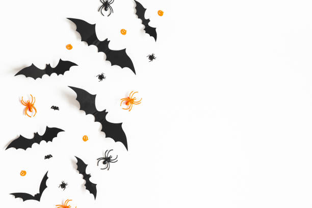 istock Halloween decorations on white background. Halloween concept. Flat lay, top view, copy space 1181172911
