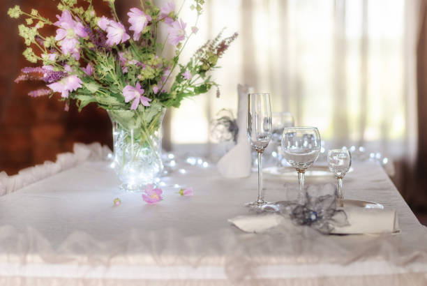 istock Wine glasses on a table in a restaurant 1181176232