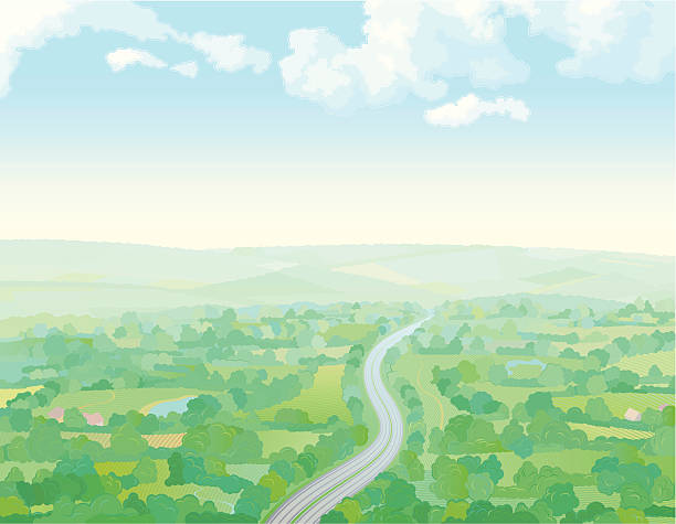 Road  aerial view landscape stock illustrations