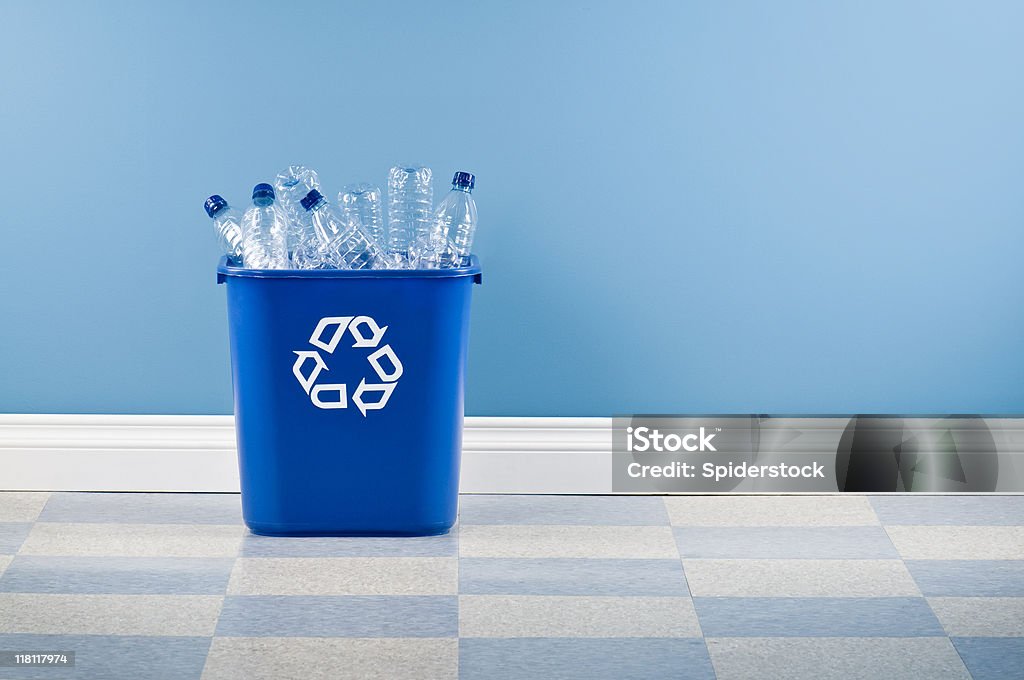 Recycling Container With Plastic Bottles Recycling container with empty plastic water bottles. Recycling Stock Photo