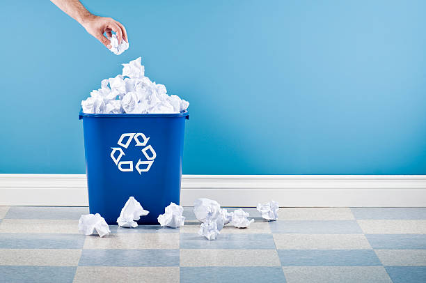 Recycling Container With Crumpled Paper