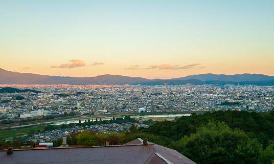 Kyoto seen from Mt. Iwata,arashiyama,