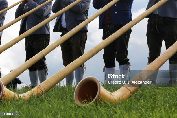 Alphorn Players Stock Photo - Download Image Now - Adult, Bavaria, Brass Band