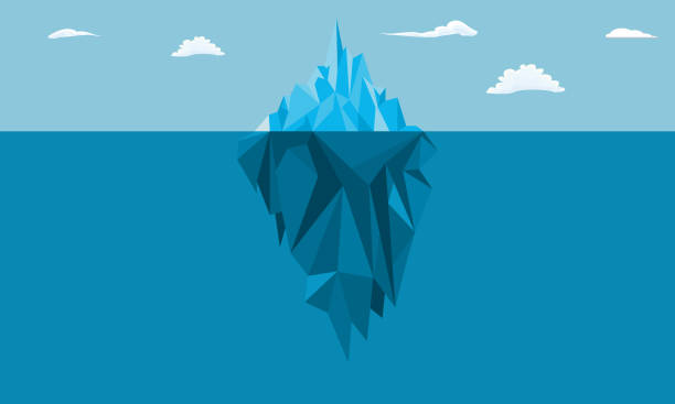 istock Iceberg in the ocean with a view under water. Global Warming Background Concept. Flat and solid color vector illustration. 1181192251