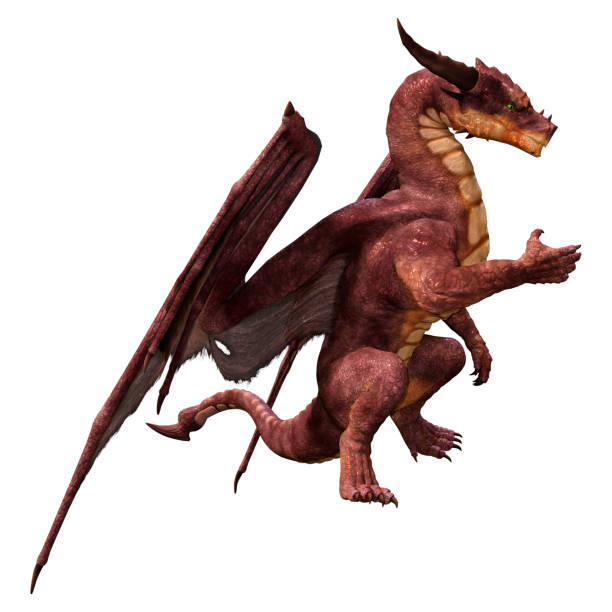 istock 3D illustration fantasy dragon on white 1181193892