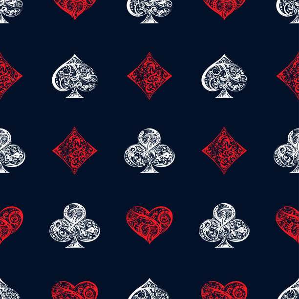 Vector seamless pattern with Playing Card suits symbols vector art illustration