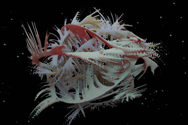 3d abstract renders organic shape. Subsurface scattering material and metal spheres. Splash like geometry.