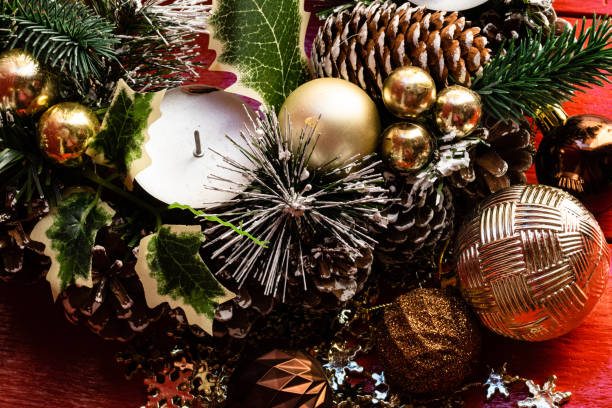 istock Christmas decorations on wooden board. Christmas concept. 1181201479