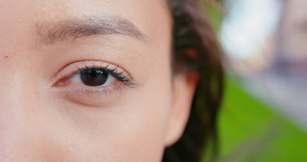 istock Asian Lady's Eye Blinking Outdoors 1181204408