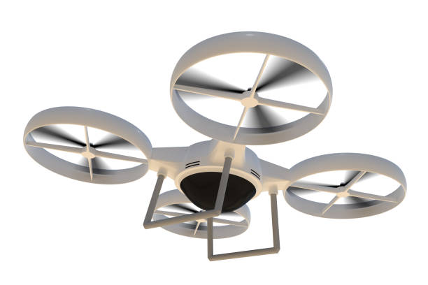 istock Flying quad copter (drone) isolated on white background 1181204703