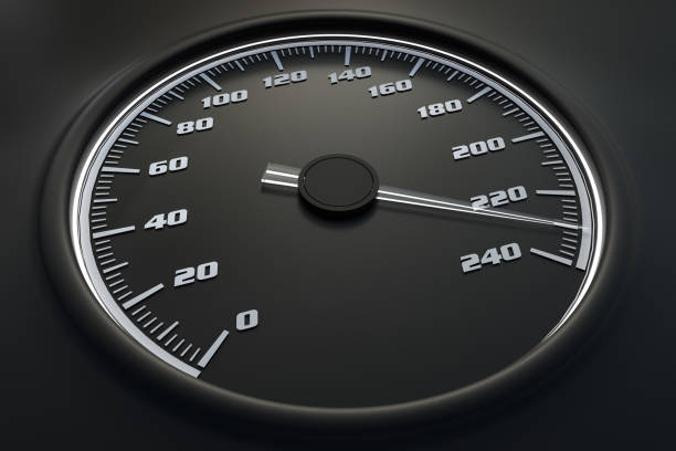 istock White speedometer in car on dashboard. 3D rendered illustration. 1181204883