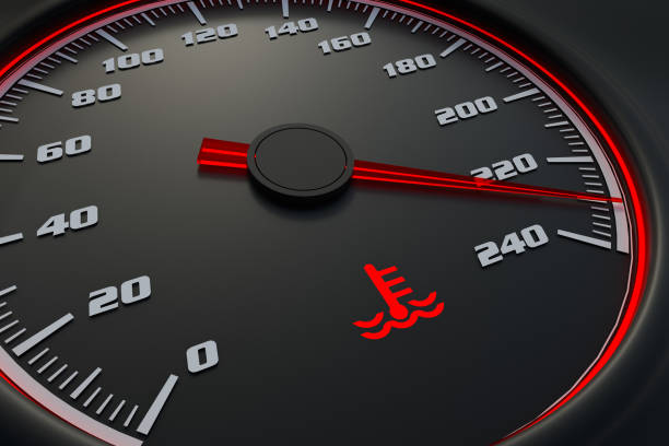 Engine temperature warning light on car dashboard Engine temperature warning light on car dashboard. 3D rendered illustration. coolant stock pictures, royalty-free photos & images