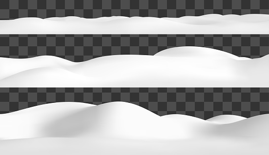 Realistic snow hills landscape. Vector snowdrift illustration. Winter background