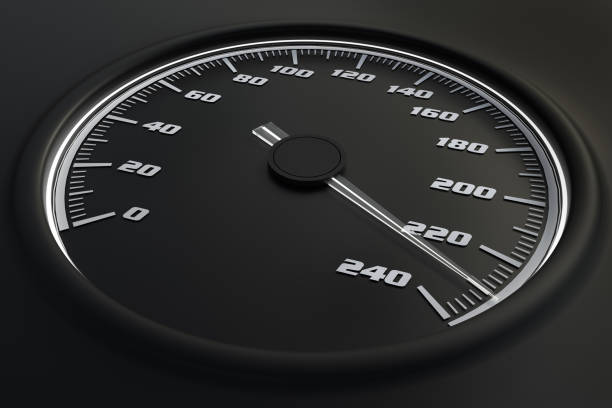 istock White speedometer in car on dashboard. 3D rendered illustration. 1181206198