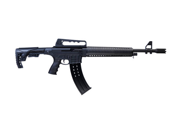 istock Modern automatic rifle isolated in white background 1181213318