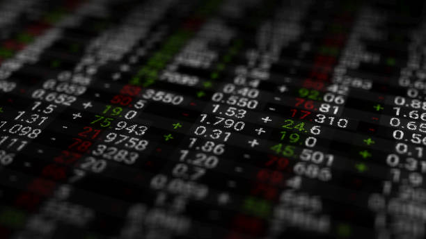istock 3d render abstract background with stock market digits. 1181214943