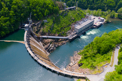 Large hydroelectric dam in Appalachian Mountains located in North Carolina on the Little Tennessee River.