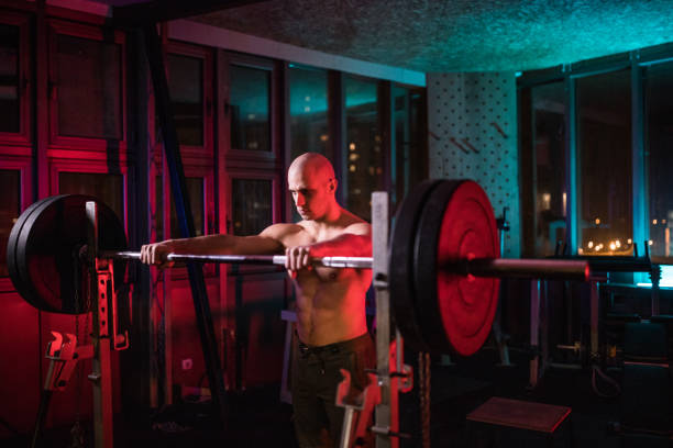 istock Shirtless body builder ready for weightlifting 1181217676