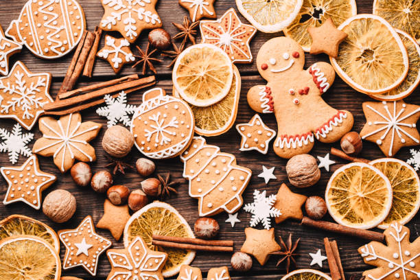 istock Christmas traditional gingerbread on wooden table 1181217906