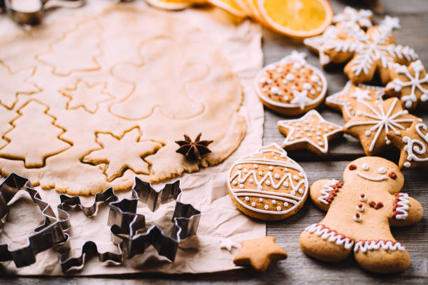 istock Christmas Gingerbread dough with christmas shapes 1181217945