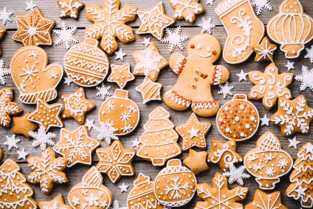 istock Christmas traditional gingerbread on wooden table 1181217947