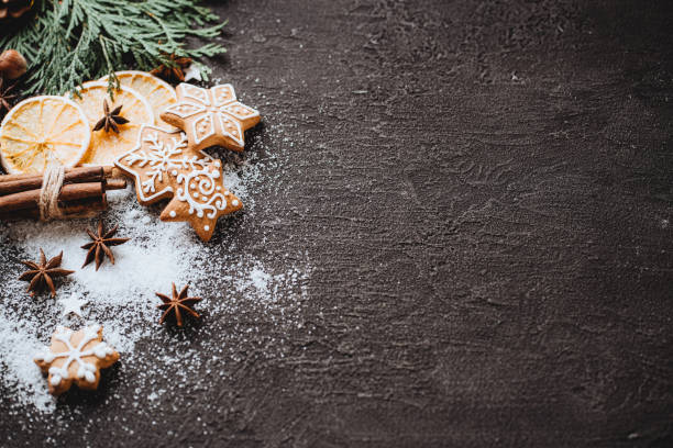 istock Christmas background with gingerbread cookies 1181217974