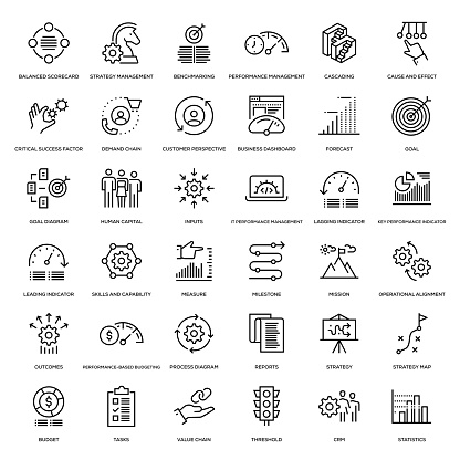 Strategy Management Icon Set - Thin Line Series