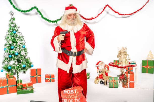 Santa Claus holding a gun