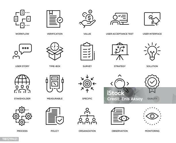 Business Analysis Icon Set Stock Illustration - Download Image Now - Icon Symbol, Organization, Strategy