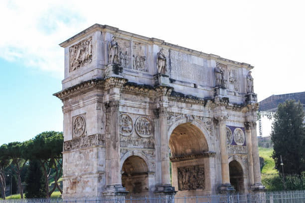 arco de constantine em roma, italy - caesar emperor rome stone - fotografias e filmes do acervo