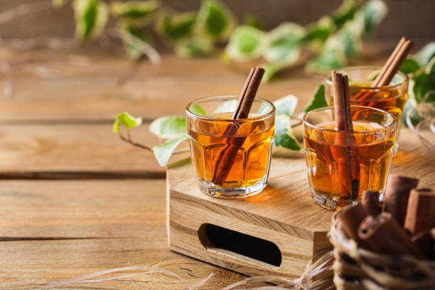Shot with strong alcohol and cinnamon stick