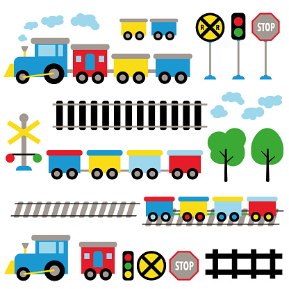 Baby train clipart set of cliparts is great for using on scrapbooking, card-making, invitations, greeting cards, product design, tags, labels and so much more.