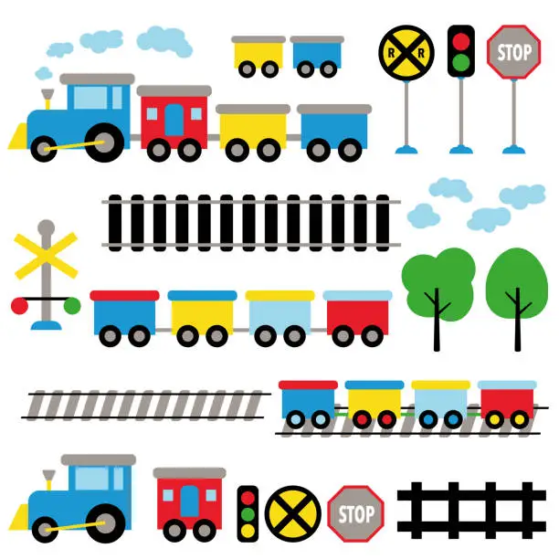 Vector illustration of Cartoon toy train vector illustration