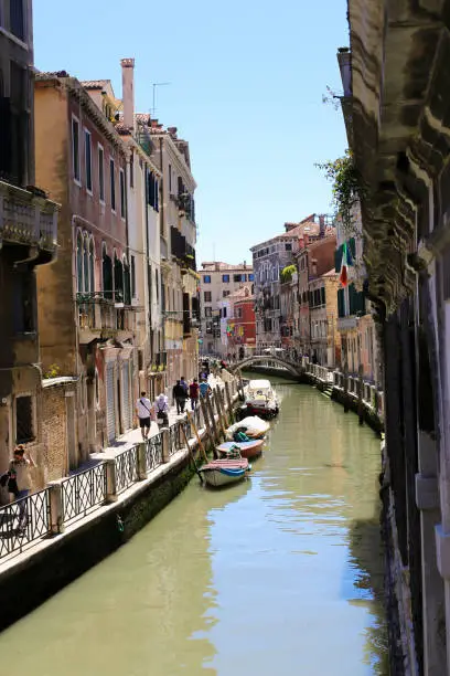 Photo of Venetsian street, water and cityscape in Venice, Italy