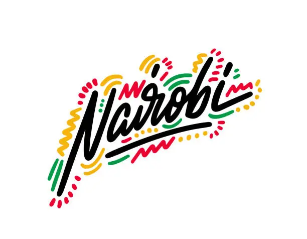Vector illustration of Nairobi Word Text with Handwritten Design Vector Illustration.