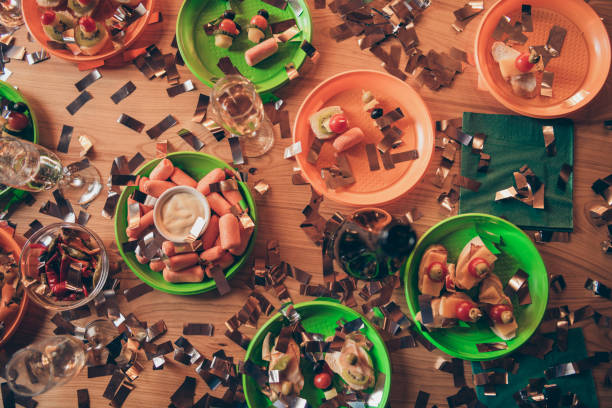 Top above high angle cropped view of nice lovely served colorful table good friendly atmosphere to have fun meeting gathering company custom weekend free time domestic picnic