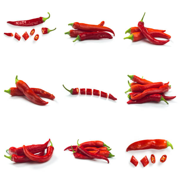 istock Set of red chili pepper isolate on white with clipping path 1181230828
