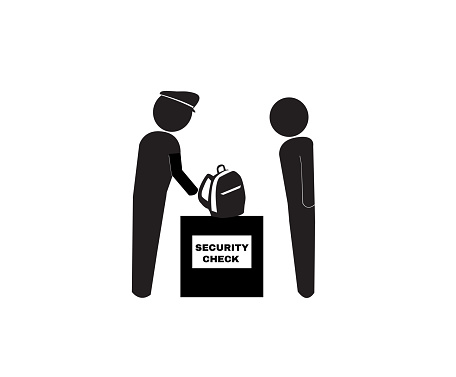 Security Guard Checking Sign Security Bag Check Point Sign Vector Illustration Stock Illustration ...