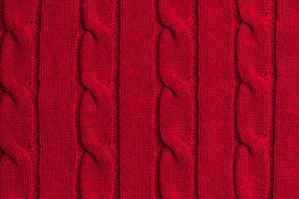 Red knitting cotton stock photo