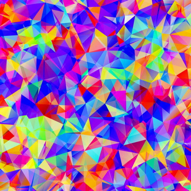 abstract colorful triangle gradient mix-12 Digital colorful pattern with messy triangles grid Kaleidoscope stock illustrations