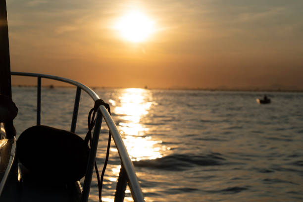 istock Sunset in Venice lagoon chioggia harbor from a boat 1181236449