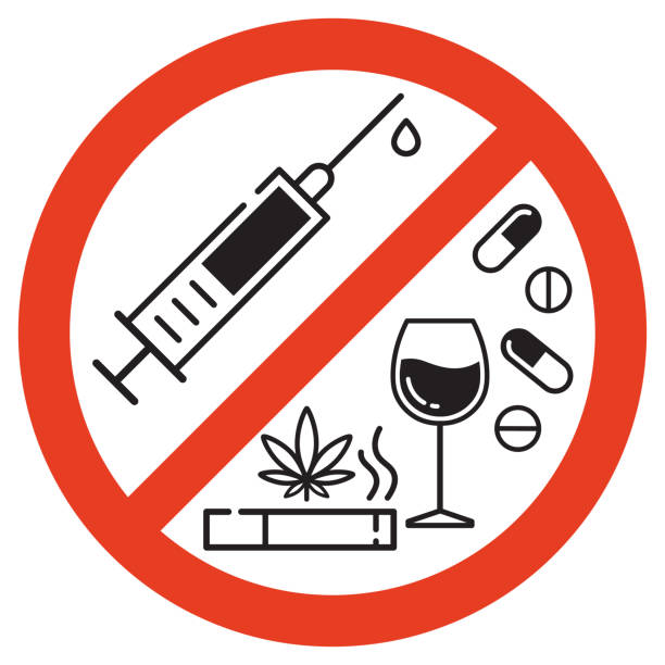 Forbidding Vector Signs. Forbidding vector sign. No smoking, no drugs and no alcohol. Isolated illustration on white background. cannabaceae stock illustrations