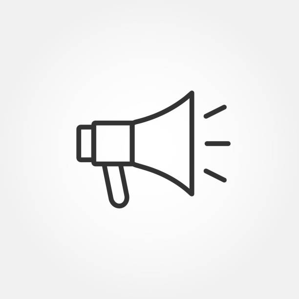 Megaphone Promotion Line Web Icon In Flat Style Outline Design