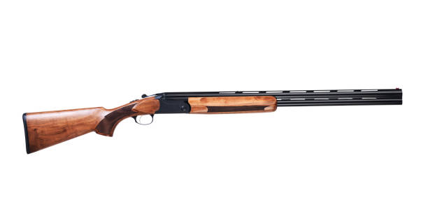 istock Old american wild west rifle isolated in white background 1181245225