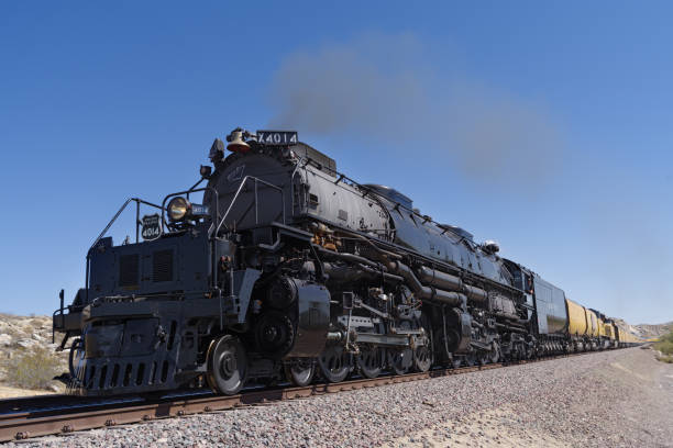 Union Pacific Railroad Big Boy Steam Locomotive Victorville, CA/USA - image of Union Pacific Big Boy train shown technology in the 1940s stock pictures, royalty-free photos & images