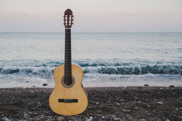 istock Classic guitar on the beach 1181250177