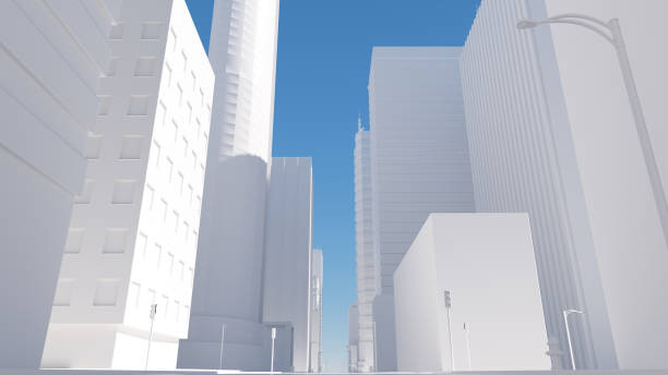 istock 3d render of abstract bright city with skyscrapers. 1181250350