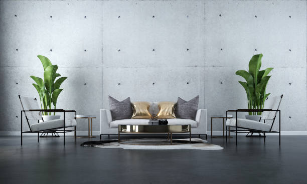 istock Modern loft living room interior design and concrete wall texture 1181257560